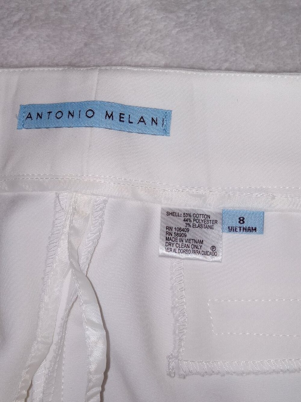 Antonio Melani White Flare Wide Leg Dress Pants Womens 8 High Rise Tailored 33" - Picture 6 of 10